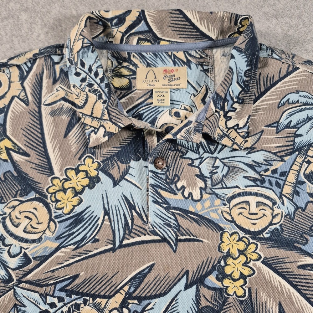 Vintage Crazy Shirts Polo Shirt Mens 2XL Aulani Disney Hawaiian Tiki Resort Golf